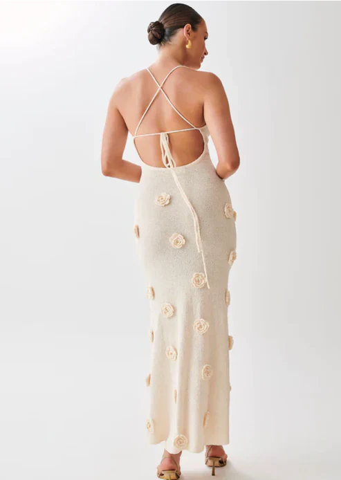 Levoire | Robe Maxi En Tricot Bodycon Dos Nu Sans Manches