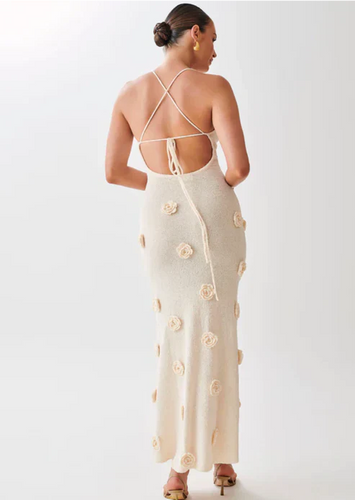 Levoire | Robe Maxi En Tricot Bodycon Dos Nu Sans Manches