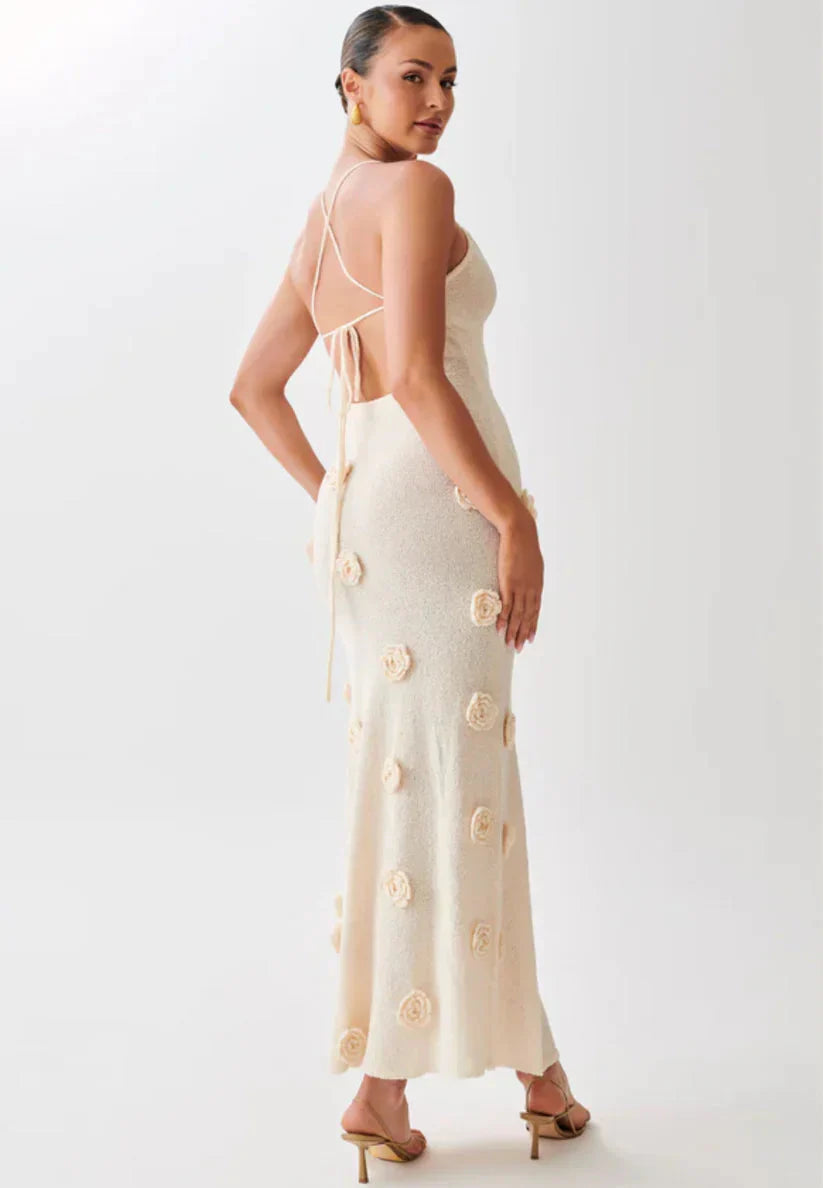 Levoire | Robe Maxi En Tricot Bodycon Dos Nu Sans Manches
