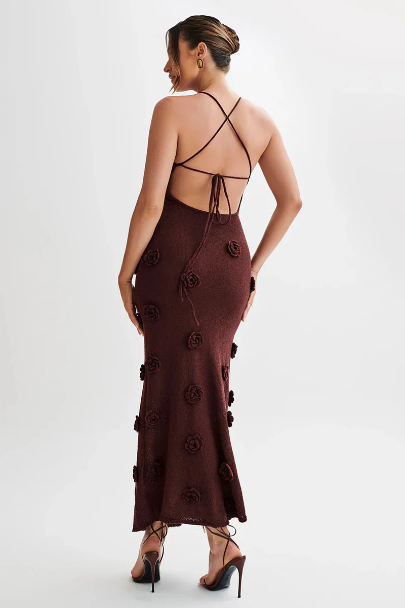 Levoire | Robe Maxi En Tricot Bodycon Dos Nu Sans Manches