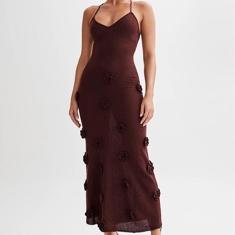 Levoire | Robe Maxi En Tricot Bodycon Dos Nu Sans Manches