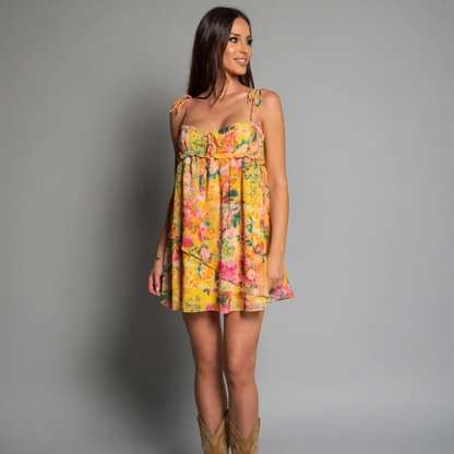 Levoire | Robe À Bretelles Spaghetti Coupe Décontractée Robe Fleurie Mini Robe