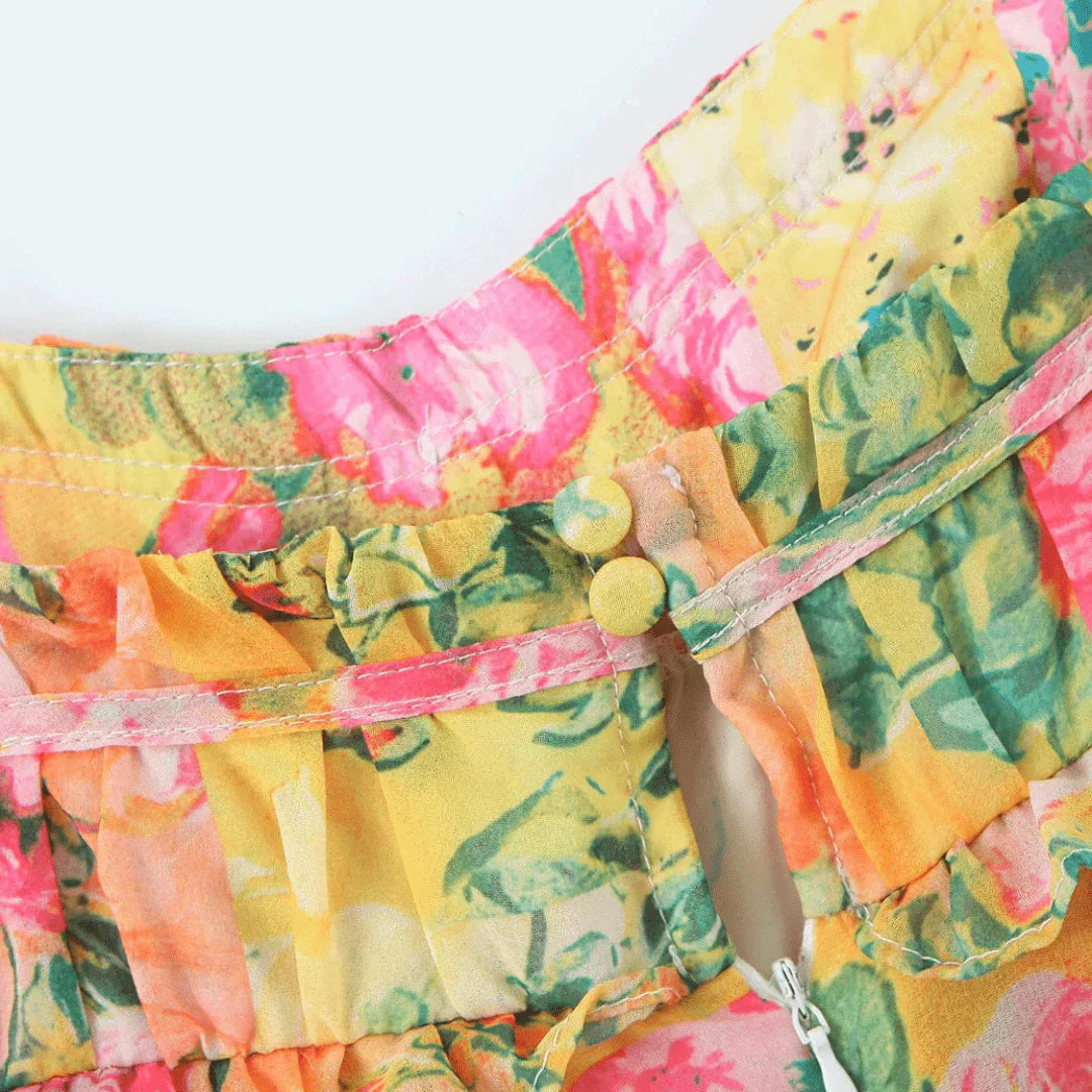 Levoire | Robe À Bretelles Spaghetti Coupe Décontractée Robe Fleurie Mini Robe