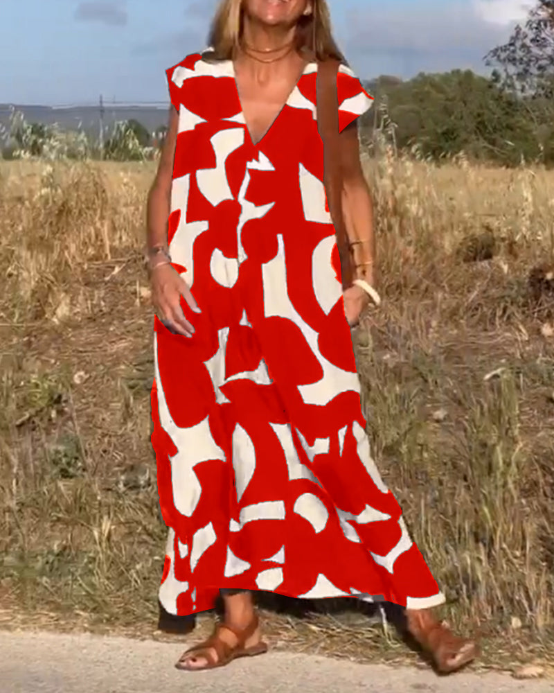 Levoire | Robe Trapèze D'été Pour Femmes - Midi Rouge