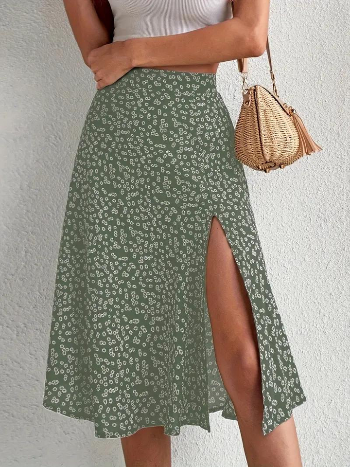 Levoire | Jupe D'Été, Jupe À Fleurs, Jupe Fendue, Jupe Midi, Jupe Taille Haute