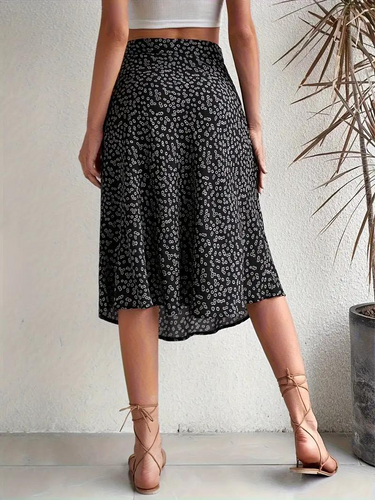 Levoire | Jupe D'Été, Jupe À Fleurs, Jupe Fendue, Jupe Midi, Jupe Taille Haute