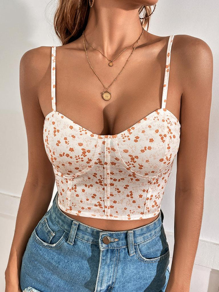 Levoire | Haut Été Crop Top Avec Imprimé Floral Orange