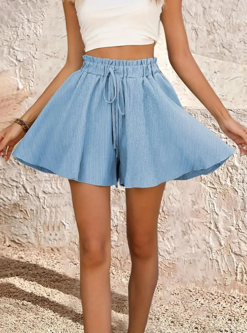 Levoire | Shorts D'Été, Taille Élastique, Fluide, Taille Haute, Minishorts