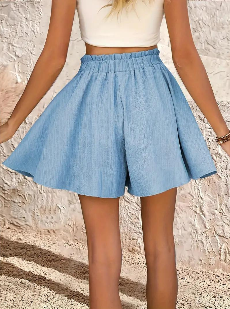 Levoire | Shorts D'Été, Taille Élastique, Fluide, Taille Haute, Minishorts