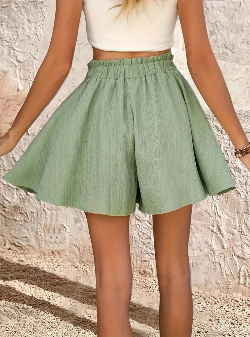 Levoire | Shorts D'Été, Taille Élastique, Fluide, Taille Haute, Minishorts