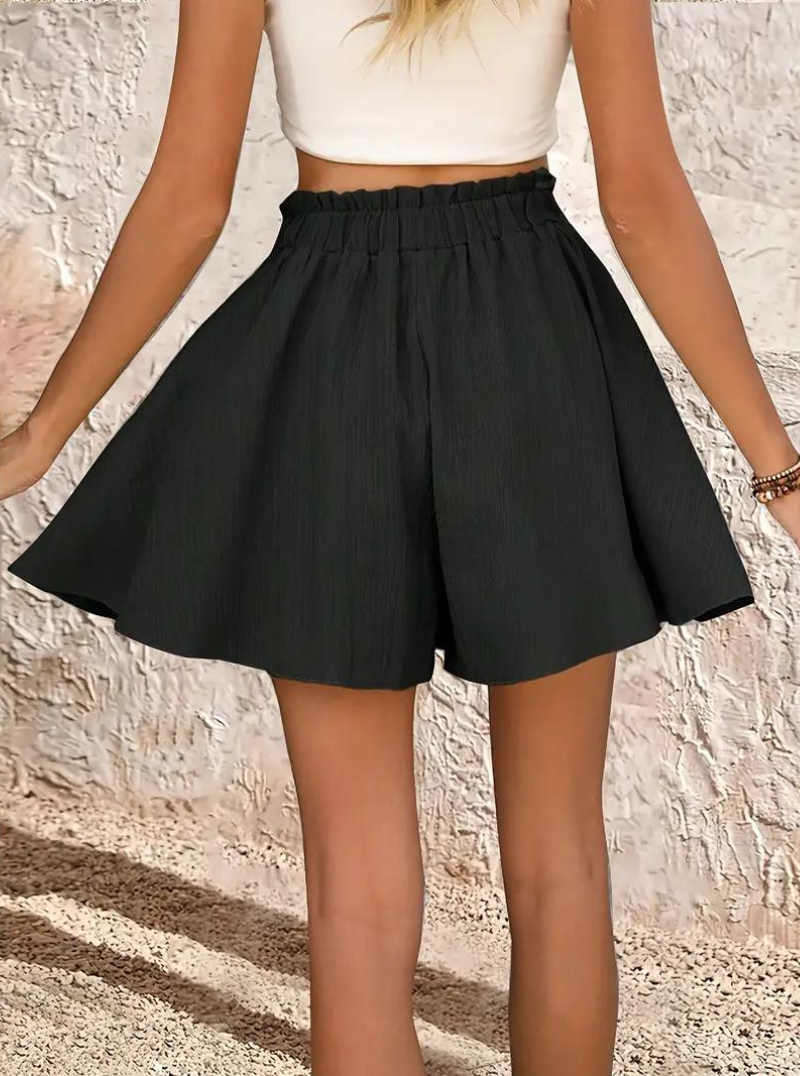 Levoire | Shorts D'Été, Taille Élastique, Fluide, Taille Haute, Minishorts