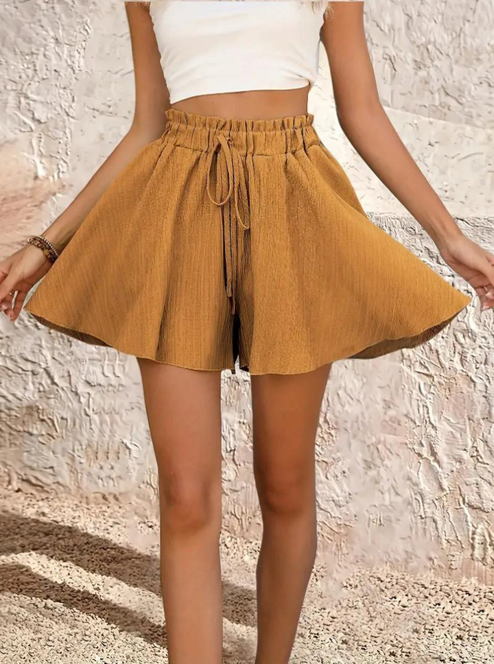 Levoire | Shorts D'Été, Taille Élastique, Fluide, Taille Haute, Minishorts