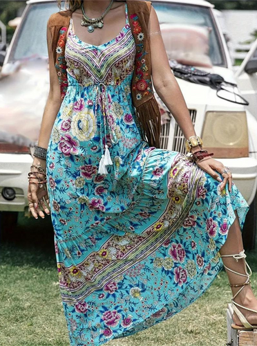 Levoire | Robe Solaire, Sans Manches, Boho, Robe À Fleurs, Robe Maxi