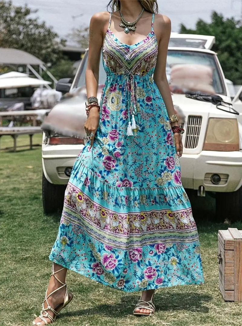 Levoire | Robe Solaire, Sans Manches, Boho, Robe À Fleurs, Robe Maxi