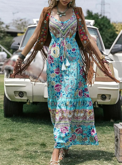 Levoire | Robe Solaire, Sans Manches, Boho, Robe À Fleurs, Robe Maxi
