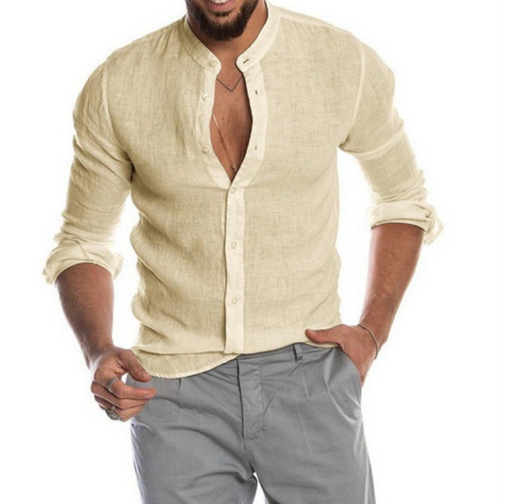 Levoire | Chemise En Lin Respirante Pour Hommes Élégante Et Confortable Beige