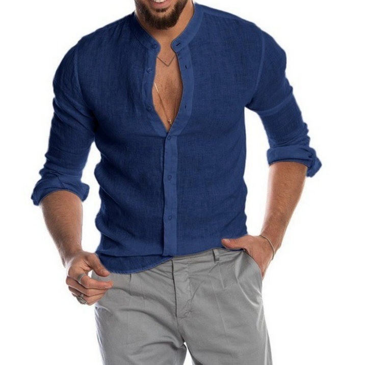 Levoire | Chemise En Lin Respirante Pour Hommes Élégante Et Confortable Bleu