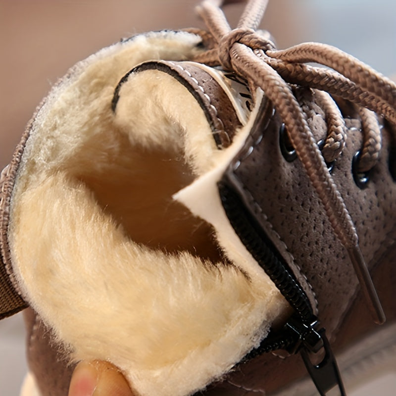 Levoire | Chaussures À Lacets Fleece Doublées Chaussures Pour Bébés Bottes Pour Enfants