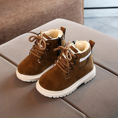 Levoire | Chaussures À Lacets Fleece Doublées Chaussures Pour Bébés Bottes Pour Enfants Khaki