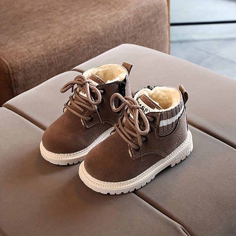 Levoire | Chaussures À Lacets Fleece Doublées Chaussures Pour Bébés Bottes Pour Enfants Gris