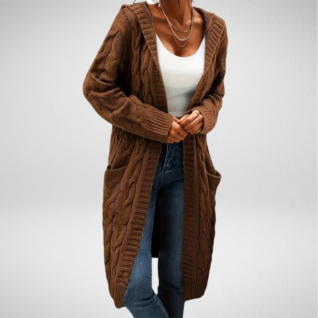 Levoire | Veste Douce Avec Capuche Et Poches Marron foncé