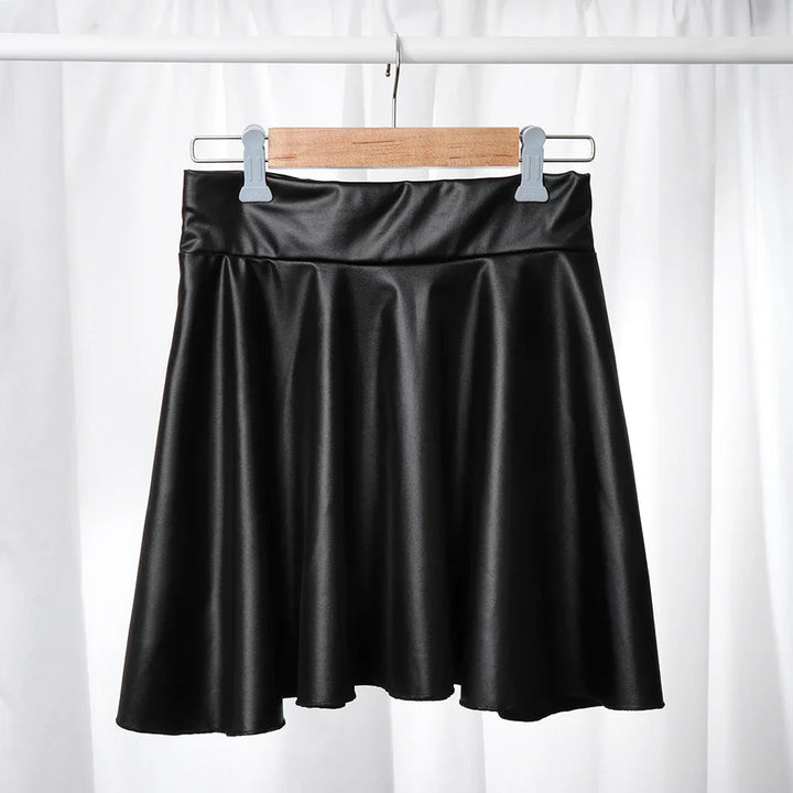 Levoire | Jupe Noire Élégante En Cuir Pu Pour Femmes