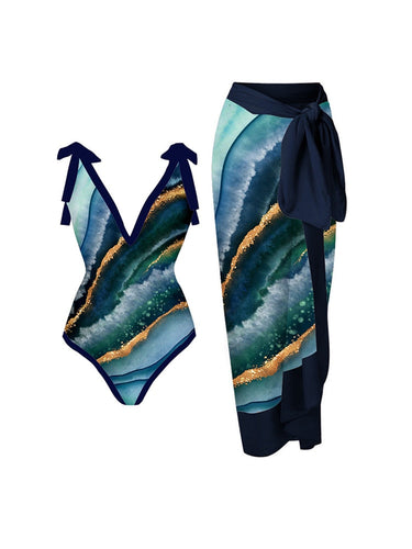 Levoire | Ensemble De Couverture Haut À Une Épaule Jupe De Couverture Maillot De Bain Mode Plage Pour Femmes