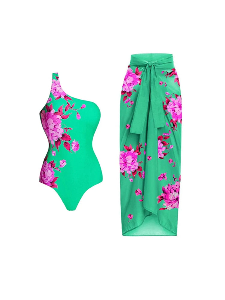Levoire | Ensemble De Couverture Haut À Une Épaule Jupe De Couverture Maillot De Bain Mode Plage Pour Femmes