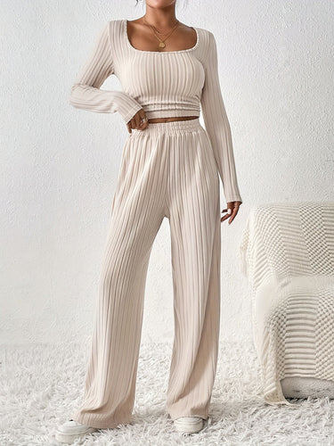 Levoire | Ensemble De Lounge Élégant En Rib Avec Pantalon Ample