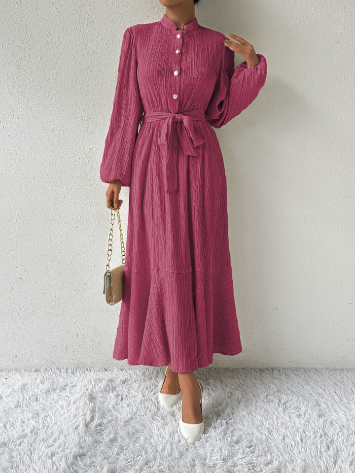 Levoire | Robe À Manches Longues Et Ceinture À Nœuds Rose hell