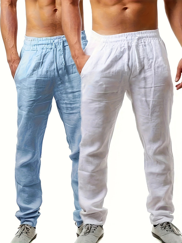 Levoire | Pantalons Unicolores Pour Hommes Blanc Bleu