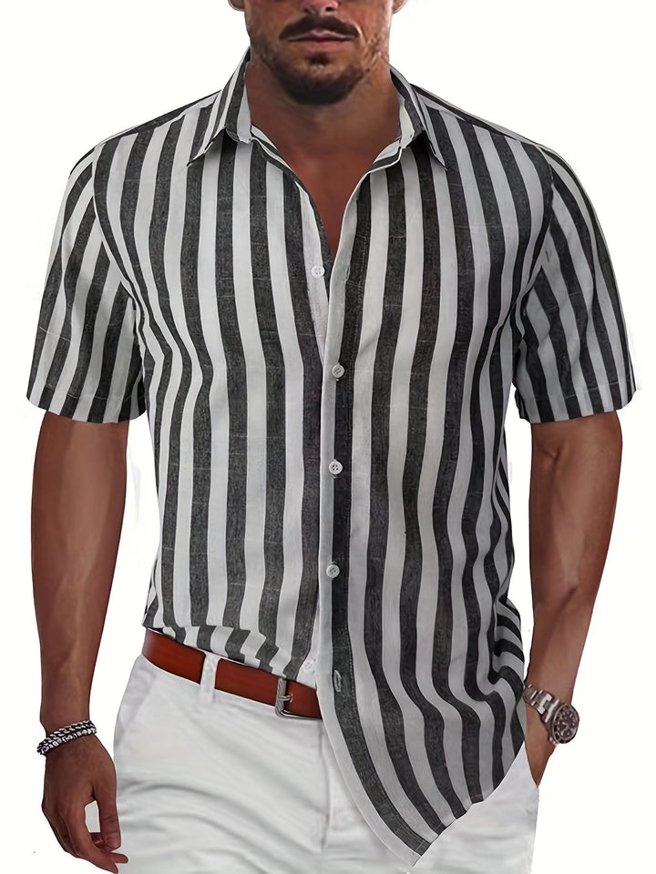 Levoire | Chemise Décontractée Rayée Noir