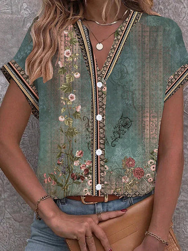 Levoire | Élégante Blouse À Fleurs Avec Shorts
