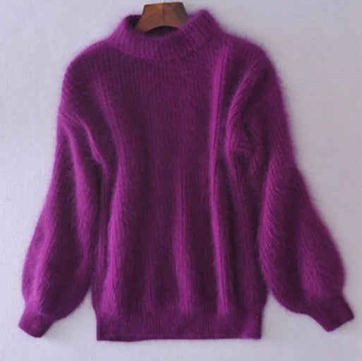 Levoire | Pull Confortable à Manches Lanternes Roulé Fluffy Liila