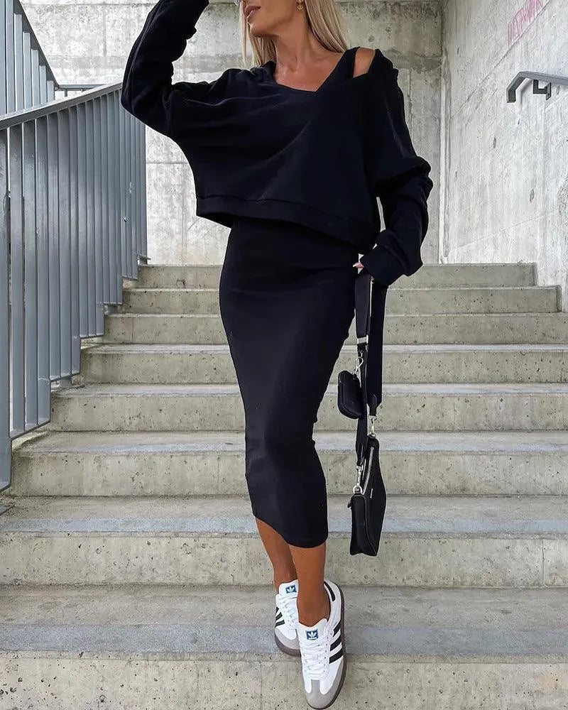 Levoire | Ensemble deux pièces avec une jupe et un haut à manches longues