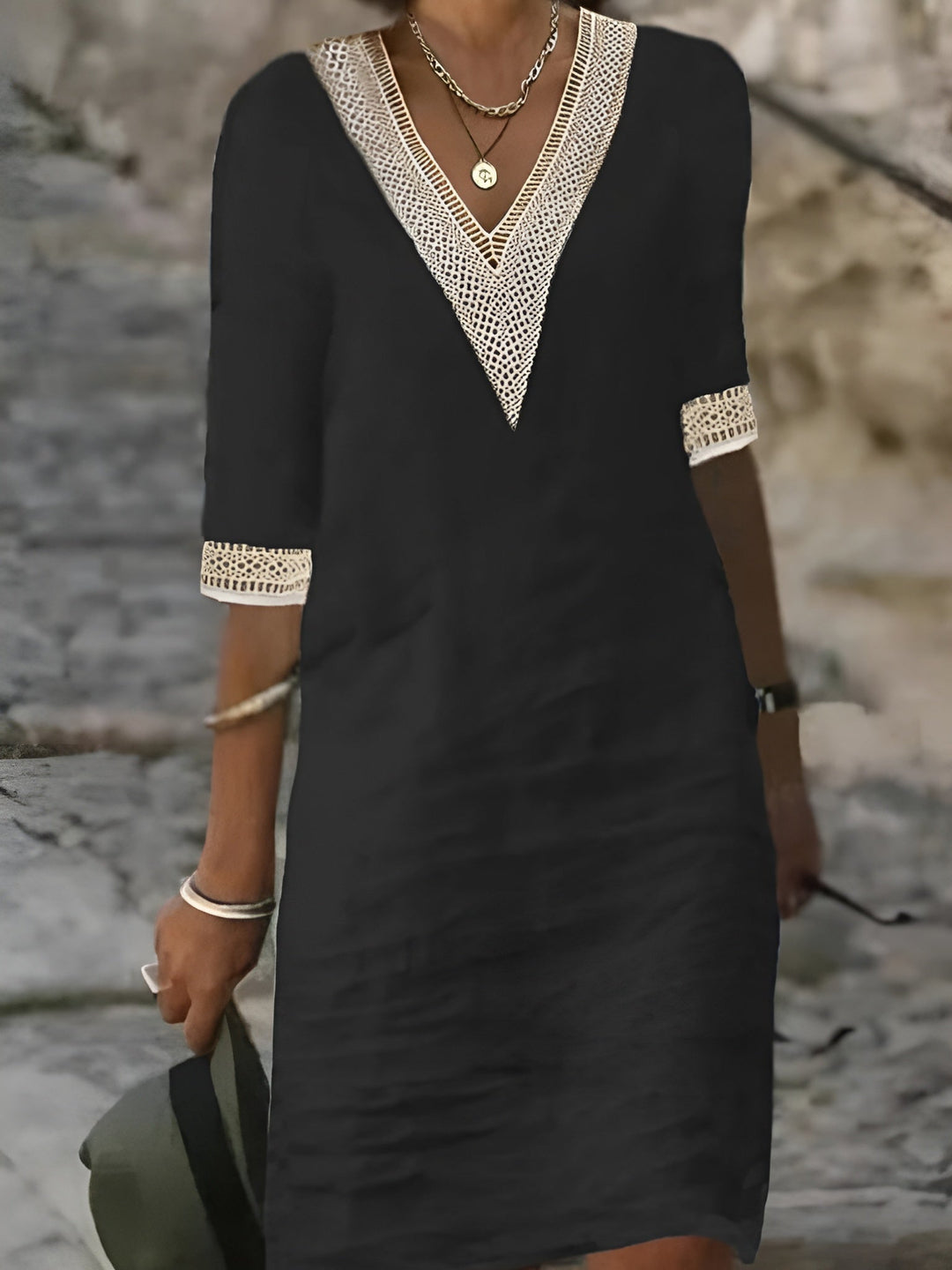 Levoire | Robe D'Automne Délicate Avec Une Note Féminine Noir