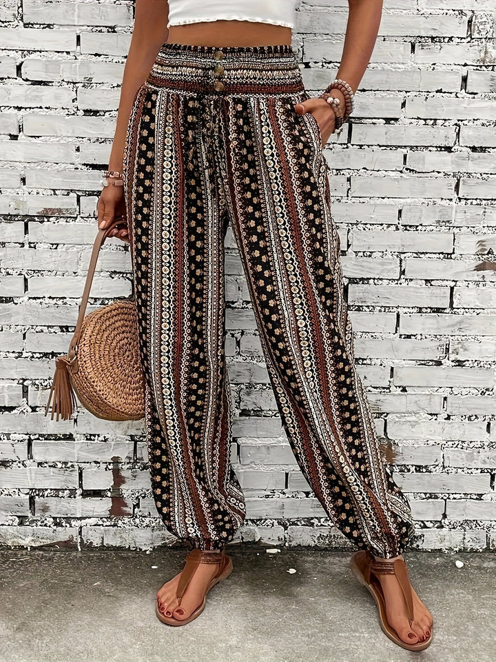 Levoire | Pantalon Imprimé Taille Haute Instant Boho Vibe Marron foncé