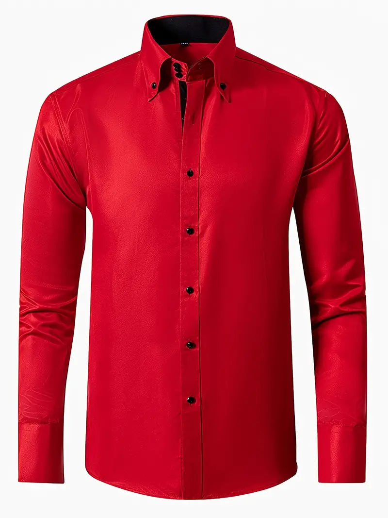 Levoire | Chemise Élégante À Manches Longues À Coupe Ajustée Avec Bouton Rot
