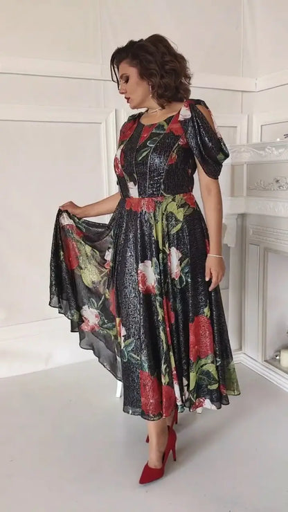 Levoire | Robe à fleurs pour femmes - Noir