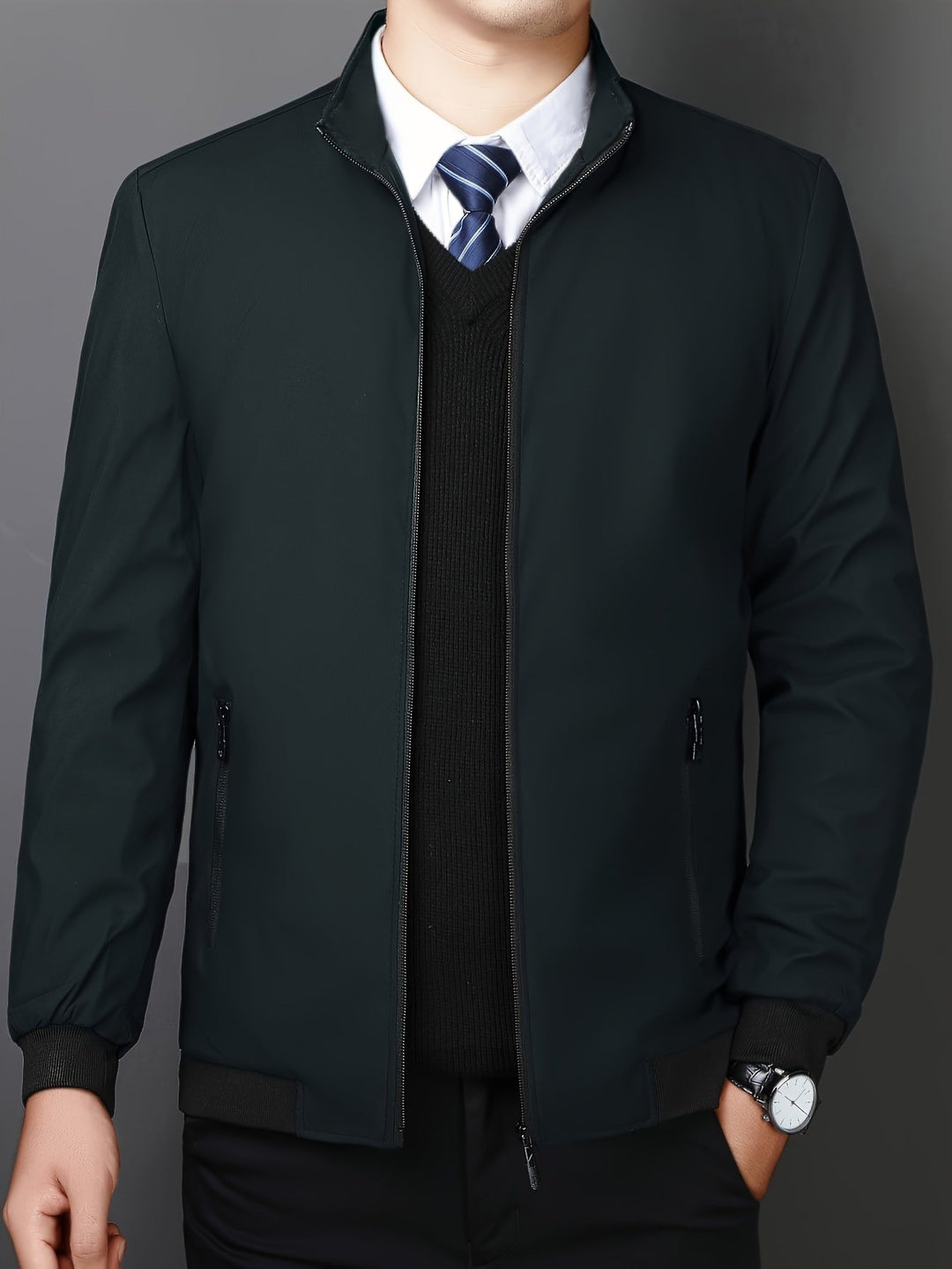 Levoire | Veste De Loisirs Avec Col Montant Et Poches Zippées Vert olive