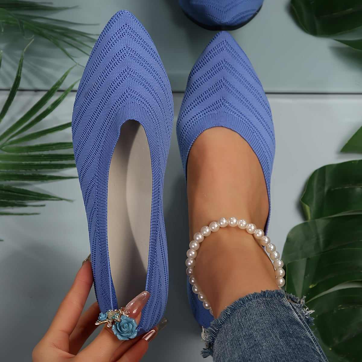 Levoire | Comfortable Pointed Toe Glide Shoes Bleu
