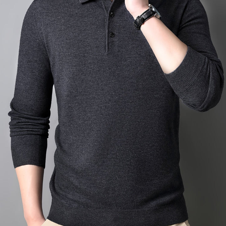 Levoire | Rento Tricoté Pull Homme En Laine Avec Revers Dans Une Couleur Non Combinée
