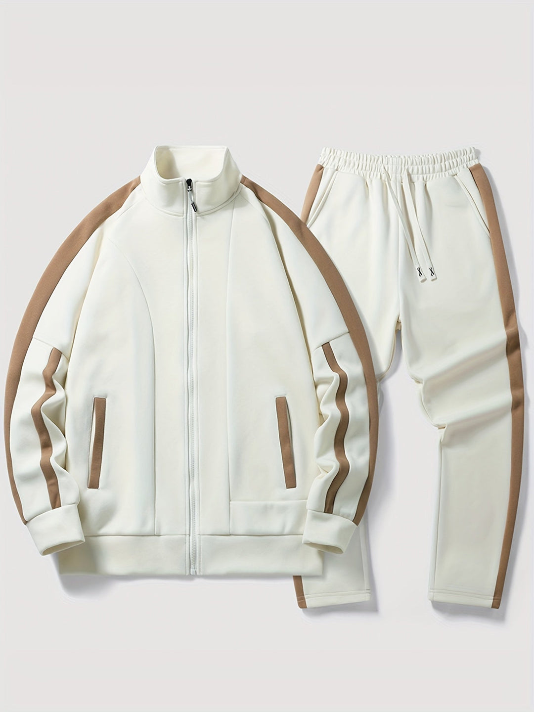 Levoire | Deux Teintes Ensemble D'Entraînement À Manches Longues Haut Avec Cordon Pantalons Abricot