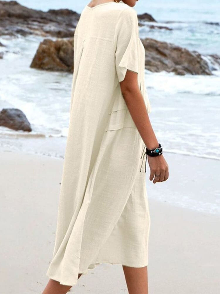 Levoire | Robe En Coton Lin Unie Décontractée