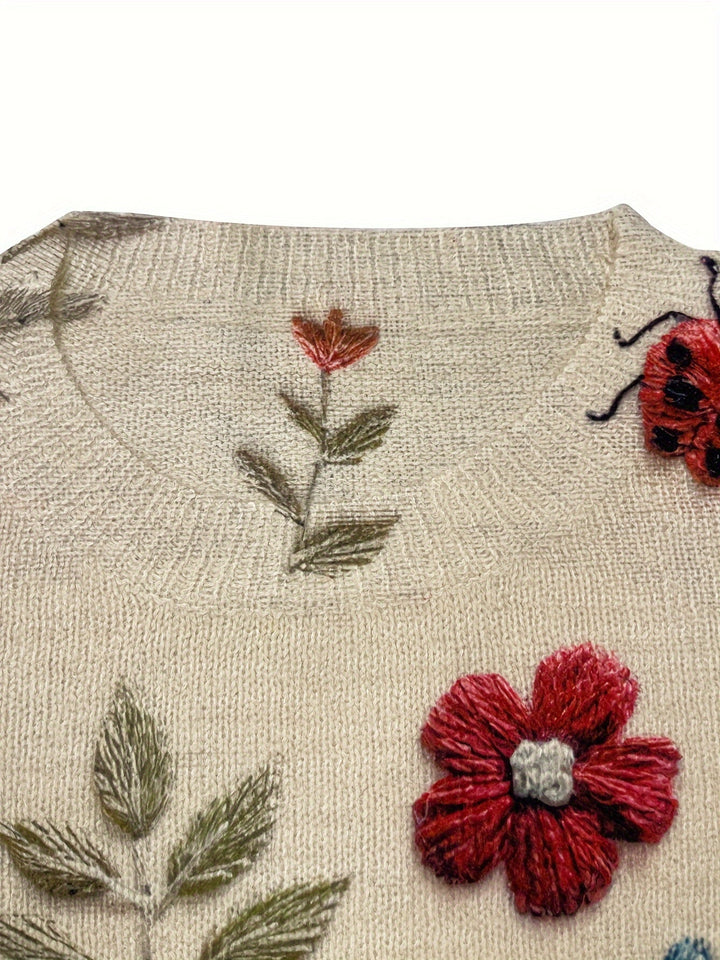 Levoire | Pull Confortable Avec Motif De Fleurs Et De Libellules
