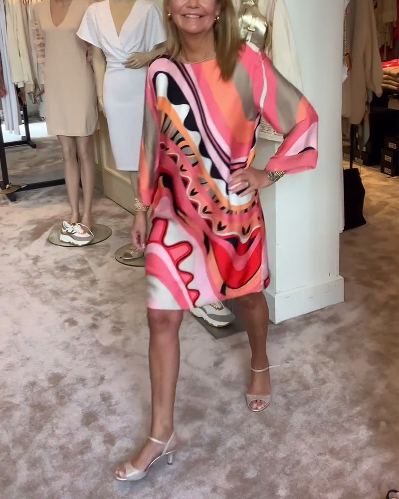 Levoire | Robe Midi Imprimée À Col Rond Tendance