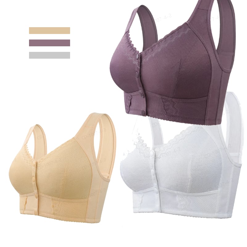 Levoire | Soutien-Gorge Confort Léger Fermeture Frontale Beige+Viola+Blanc