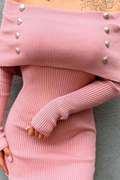 Levoire | Robe Longue À Épaules Dénudées Avec Boutons Décoratifs