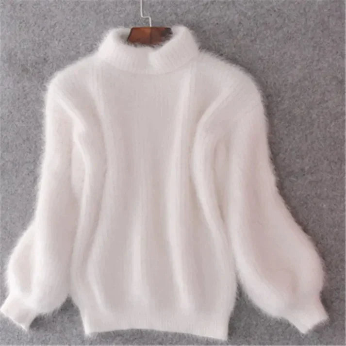 Levoire | Vintage Angora-pull Blanc Une taille pour tous !
