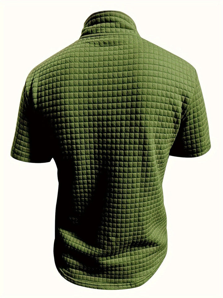 Levoire | Unicolore Pull-Over À Carreaux D'Été Avec Col Montant Et Manches Courtes